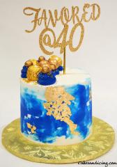 Age Is Just A Number !! Happy 40th Birthday #helloforty #favoredat40 #royalblueandgold #ediblegoldleaves #ferrerorocher #goldlustre #goldlustredust #goldpolkadots 01