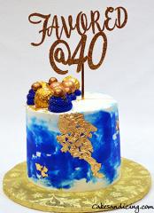 Age Is Just A Number !! Happy 40th Birthday #helloforty #favoredat40 #royalblueandgold #ediblegoldleaves #ferrerorocher #goldlustre #goldlustredust #goldpolkadots 02