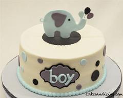 Baby Shower Cake #elephant #fondantelephant #boybabyshower #boybabyshowercake #polkadots #graywhiteandblue #cutnessoverload