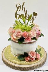Beautiful Fresh Flower Cake Rustic , Vibrant And Simple Gorgeous #seminakedcake #babyshowercake #rusticcake #freshflowers #freshflowercake 01