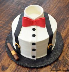 Black Suspenderband Gold Bowtie Smash Cake #smashcake #goldbowtiecake #fondantgoldbuttons #blacksuspenderscake #littlebaby 02