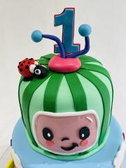 Coco Melon And Rainbow Birthday Cake ! #cocomelon #cocomeloncake #rainbow #rainbowcake #firstbirthdaycake #birthdayboy #happybirthday #melonface 03