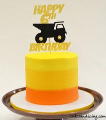 Construction Theme And Construction Colors Theme Cake #construction Truck #orangeyellowombrecolors 01
