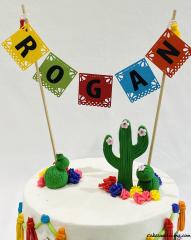 Fiesta Theme Cake Super Fun And Colorful Design #mexicanthemecake #fondantcactus #fondantflowers #handmadecaketopper #bows 02