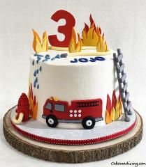 Fire Truck And Firefighters Theme Cake #firefighter #firefighters #firefightercake #firetruck #firetrucks #firetruckcake #firehydrant #ladder #waterhose #fire #fondant 01