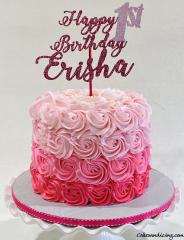 First Birthday Theme Cake !!!! #pinkfrosting #rosettepattern #firstbirthdaycake 01