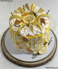 Fresh Vibrant And Sunshine Lemon Cake With White Chocolate Yellow Drip !! #lemoncake #lemon #whitechocolatedrip #yellowdripcake #freshthyme #candymelts #candymeltchocolate 01