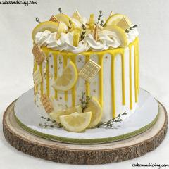 Fresh Vibrant And Sunshine Lemon Cake With White Chocolate Yellow Drip !! #lemoncake #lemon #whitechocolatedrip #yellowdripcake #freshthyme #candymelts #candymeltchocolate 02