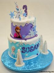 Frozen Theme Cake #olaffrozen #annafrozen #elsafrozen #snowtrees #frozentrees #fondantsnowflakes #frozenthemecake #frozenbirthdayparty 2