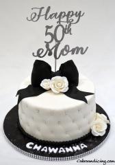 Happy 50th Bday Theme Cake #bigbow # Fondantflowers