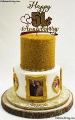 Happy 51st Wedding Anniversary Cake Golden Jubilee Celebration And Counting #goldenjubilee #weddinanniversarycake #happy51stanniversary #goldglittersugar #photos #goldenmemories 01