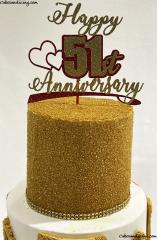 Happy 51st Wedding Anniversary Cake Golden Jubilee Celebration And Counting #goldenjubilee #weddinanniversarycake #happy51stanniversary #goldglittersugar #photos #goldenmemories 02