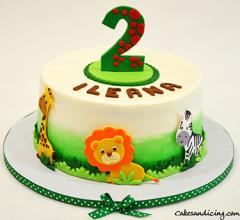 Jungle Theme Cake #junglethemecake #secondbdaycake #wildonecake #wildanimals 02