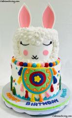 Llama And Fiesta Theme Cake #llama #llamalove #llamallama #llamacake #fiesta #fiestaparty #llamatheme #fiestatheme #llamabirthday #fondantdecoration 01