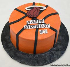 Miami Heat Theme Cake #miamiheat #fondantbasketballlogo #miamijersey #basketballcolor Basketballstrips 01