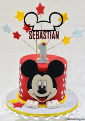 Mickey Mouse Cake And Smash Cake #mickeymousethemecake #smashcake #firstbirthdaycake #stars #fondantmickeyface 01