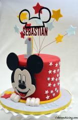 Mickey Mouse Cake And Smash Cake #mickeymousethemecake #smashcake #firstbirthdaycake #stars #fondantmickeyface 02