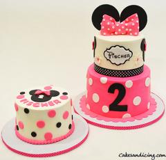 Minnie Mouse Birthday Cake #minniemouse #minniemousebow #disney #disneytheme #minniemouseface #polkadots #pinkandwhitecake #minniemouseears 03