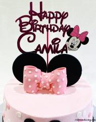 Minnie Mouse Birthday Theme Cake #minniemouse #minniemousecake #disney #disneytheme #fondantstars #minniemouseface #minniemouseears #minniemousebow 03