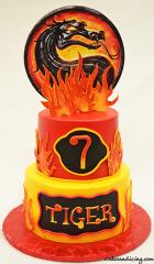 Mortal Kombat Dragon Theme Cake!! #mortalkombatdragons #fondantfire # Fondantdragonname 01