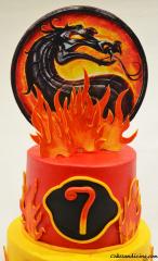 Mortal Kombat Dragon Theme Cake!! #mortalkombatdragons #fondantfire # Fondantdragonname 02