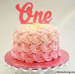 One Theme Rosette Pattern Cake !!!! #pinkfrosting #rosettepattern #firstbirthdaycake 01