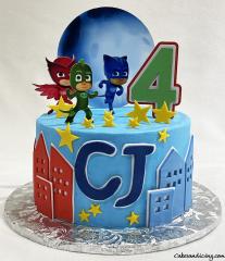 Pj Maak Theme Cake For Kids ! #pjmasks #pjmasksparty #pjmaskbirthdaycake #catboy #gekko #owlette #birthdaycakeforkids #customcakes #customtoppers #cricutexplorerair2 #cricut