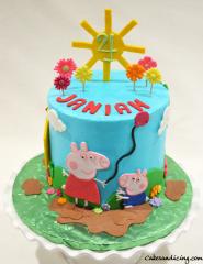 Peppa Pig Theme Cake #peppapig #peppapigcake #kidsbirthdaycake #fondantsunandhouse #fondantpeppapig #mummypig #georgepigparty #georgepig 01