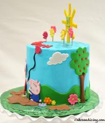 Peppa Pig Theme Cake #peppapig #peppapigcake #kidsbirthdaycake #fondantsunandhouse #fondantpeppapig #mummypig #georgepigparty #georgepig 02