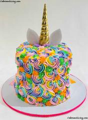Rainbow Color Buttercream Unicorn Cake ! #unicorn #unicorncake #unicornbirthdayparty #rainbow #rainbowbuttercream #rainbowcolors #unicornmane #buttercream 2