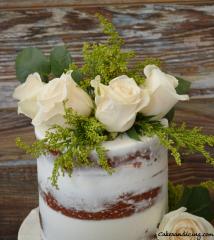 Semi Naked Cake With Fresh Flowers! #freshroses #freshgreens #seminakedcake 02