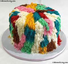 Shaggy Piping Cake Knitting This Was Quite A Show #shaggycake #shaggypiping #shag #shagcake #shag #shagfrosting #multicolor #buttercream #grasspipingtip #woolart #birthdaycake 01
