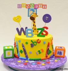 Shapes Numbers Alphabets Colors And A Giraffe Cake Fun Kids Birthday #numbers #alphabets #kidsblocks #crayons #colors #shapes #kidsbirthdaycake #fondantgiraffe