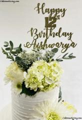 Simple ,elegant And Absolutely Gorgeous 12th Bday Cake #texturedbuttercream #freshflowers #freshgreens #chic 01