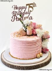 Simple,chic And Elegant , Happy 75th Birthday Cake !!! #texturedbuttercream #freshflowers #freshflowercake #rosesandcarnations #sprinkles #customtopper #simpleandclean