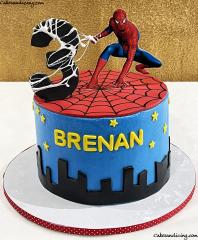 Spider Man Theme Birthday Cake #spidermancake #spiderman #marvelspiderman #webslinger #peterparker #friendlyneighborhoodspiderman #marvelcake #spiderwebs #webshooter #marshmellow