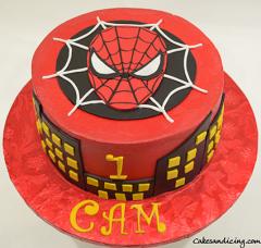 Spider Man Theme Cake #spiderman #spidermancake #friendlyneighbourhoodspiderman #kidsbirthdaycakes #fondantspidermanface 01