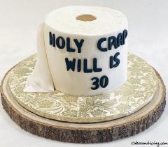 Toilet Paper On The Roll Accompanied By Poop Emoji !!! Toilet Paper Cake And Poop Emoji Cupcakes For 30th Birthday #toiletpaper #toiletpapercake #holycrap #wipingawayanotheryear 01