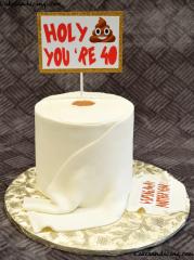 Toilet Paper Theme Cake #holycrap #holyshit #40 #poopemoji #wipingawayanotheryear 01