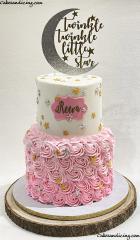 Twinkle Twinkle Little Star ! Here’s A Cake For Little Princess Whose Two Much #twinkletwinklelittlestar #twinkletwinklelittlestarcake #princessparty #pinkandgoldcake 01