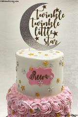 Twinkle Twinkle Little Star ! Here’s A Cake For Little Princess Whose Two Much #twinkletwinklelittlestar #twinkletwinklelittlestarcake #princessparty #pinkandgoldcake 02