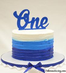 Vibrant Ombré Smash Cakes #blueandwhiteombrecake #handmadeonetopper 01